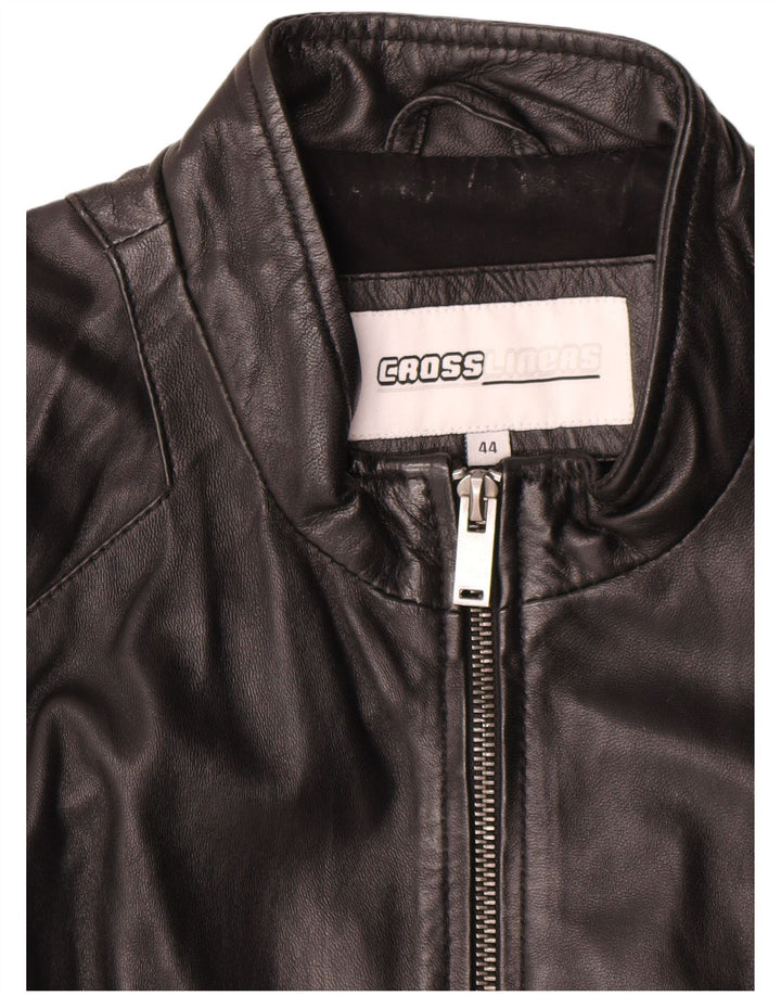 Chaqueta de cuero vintage para mujer IT 44 Cuero negro medio