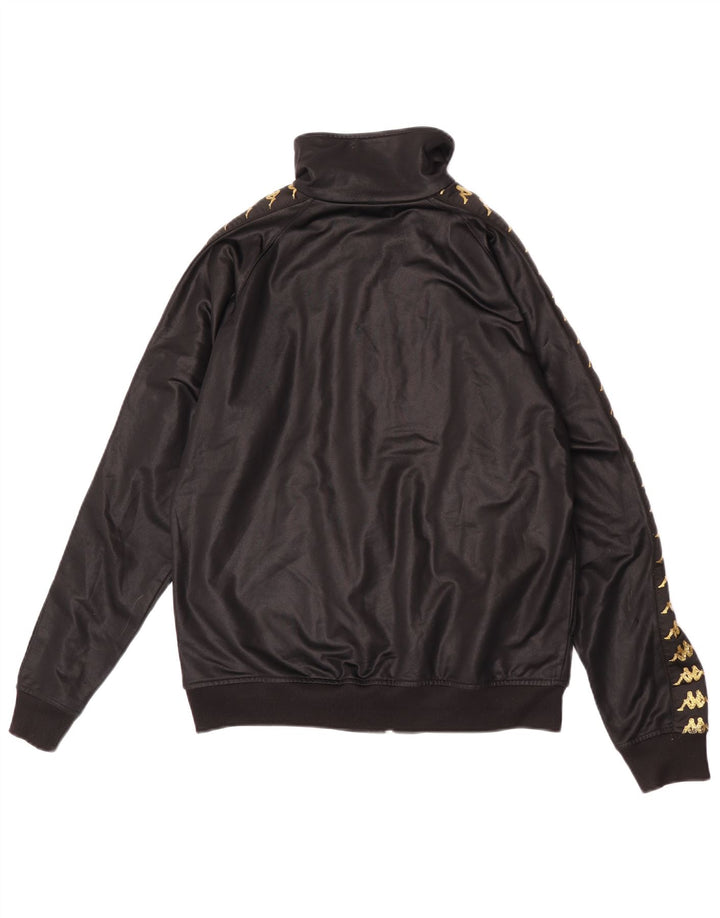 Kappa Mens Graphic Chándal Top Chaqueta Pequeña Poliéster Negro