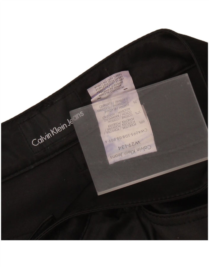 CALVIN KLEIN Pantalones informales ajustados para mujer W29 L34 Poliéster negro