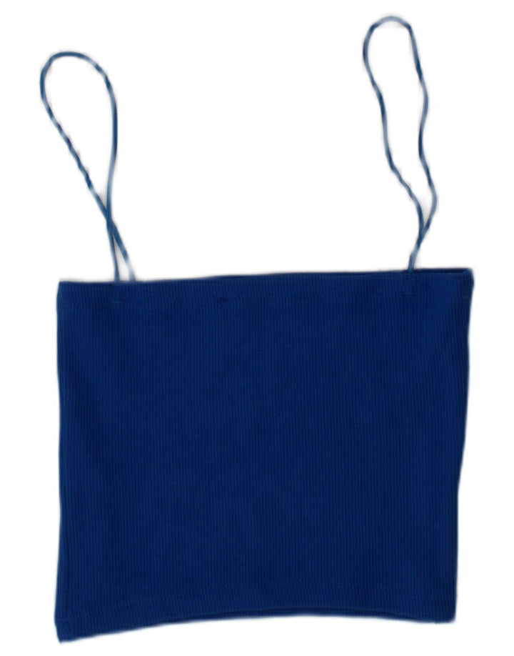 Zara Mujer Bralette Cami Top Pequeño Algodón Azul