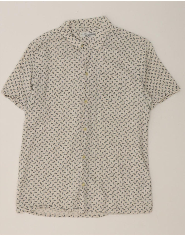 All Saints Camisa De Manga Corta Para Hombre Medium Off White Spotted