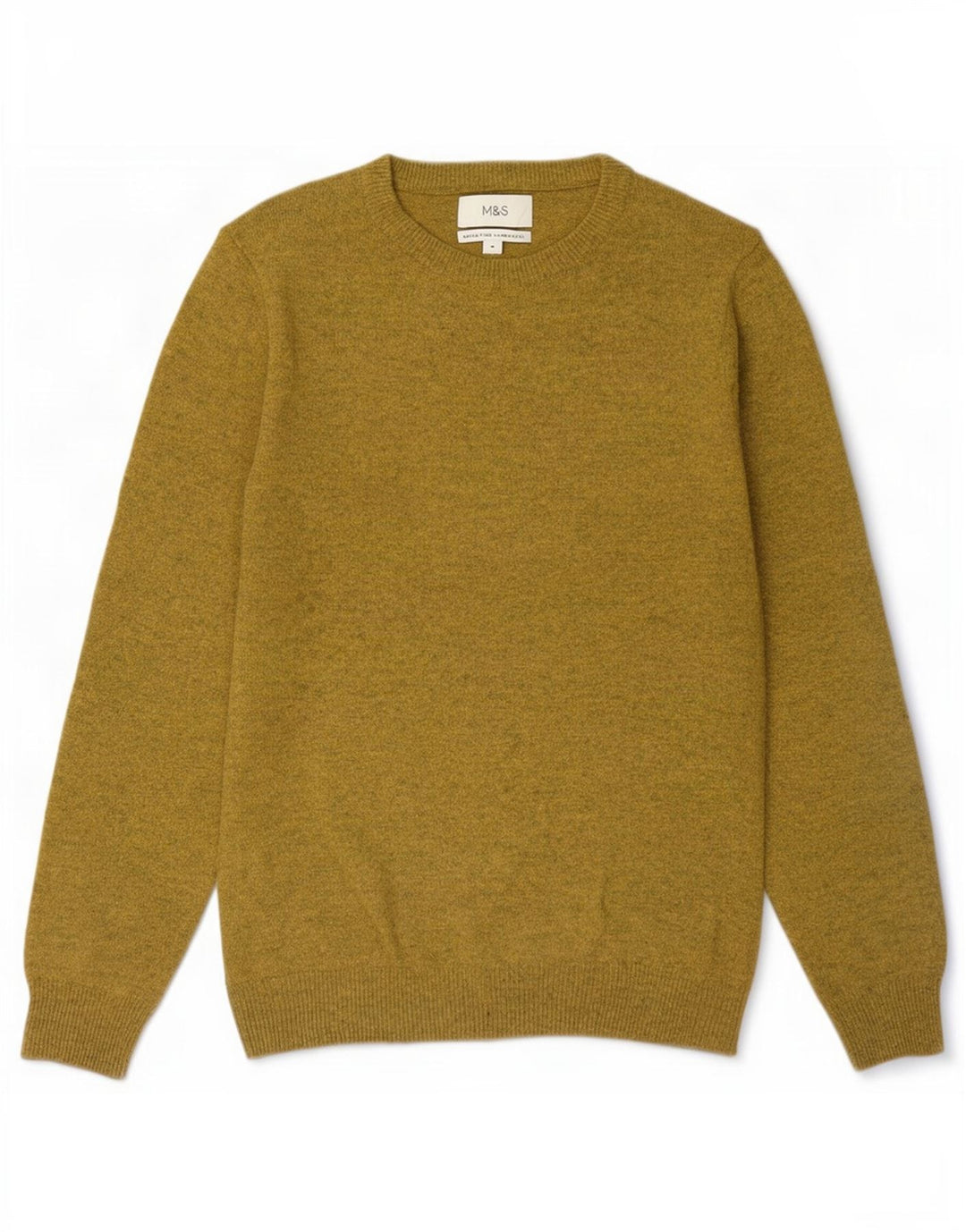Marks & Spencer Jersey De Cuello Redondo Para Hombre De Lana Moteada En Amarillo Medio