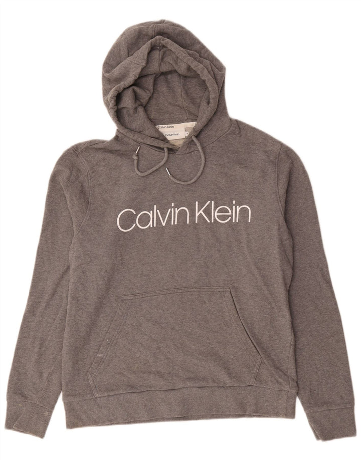 Calvin Klein Hombre Sudadera Con Capucha Gráfica Jersey De Algodón Gris Medio
