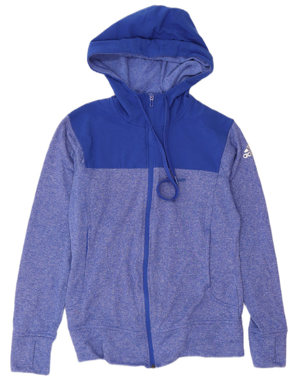 Adidas Sudadera con capucha y cremallera para mujer UK 8/10 Small Blue Flecked Sports