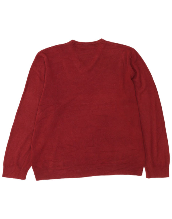 Marks & Spencer - Jersey con cuello en V para hombre, color azul, 2XL, color burdeos