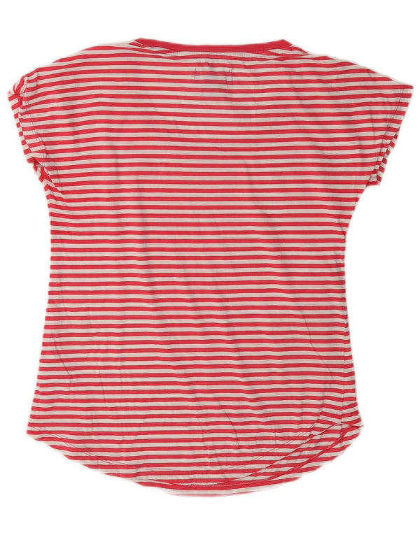 Adidas Camiseta gráfica para mujer Top UK 10 Small Red Pinstripe Cotton