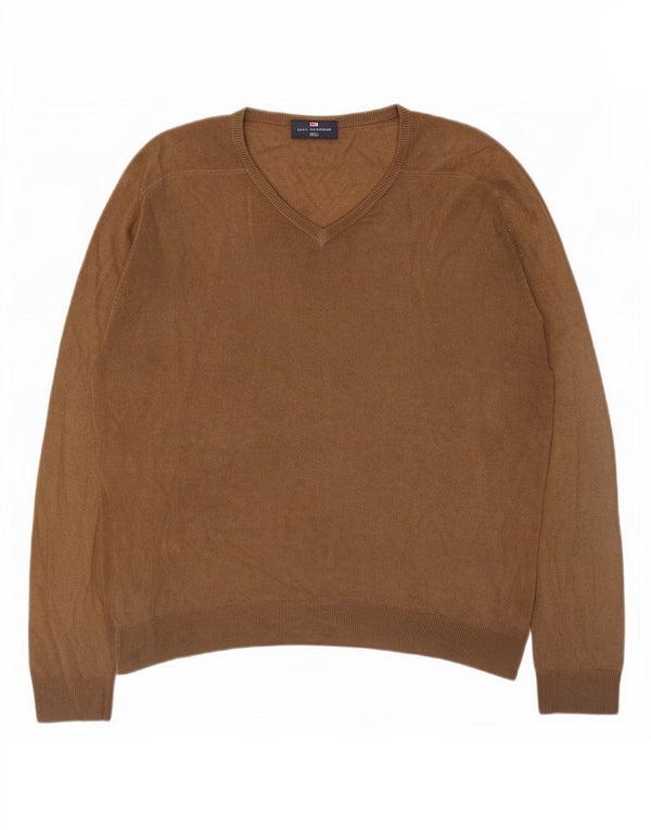 Marks & Spencer Jersey con Cuello en V Azul Harbor para Hombre Beige Medio