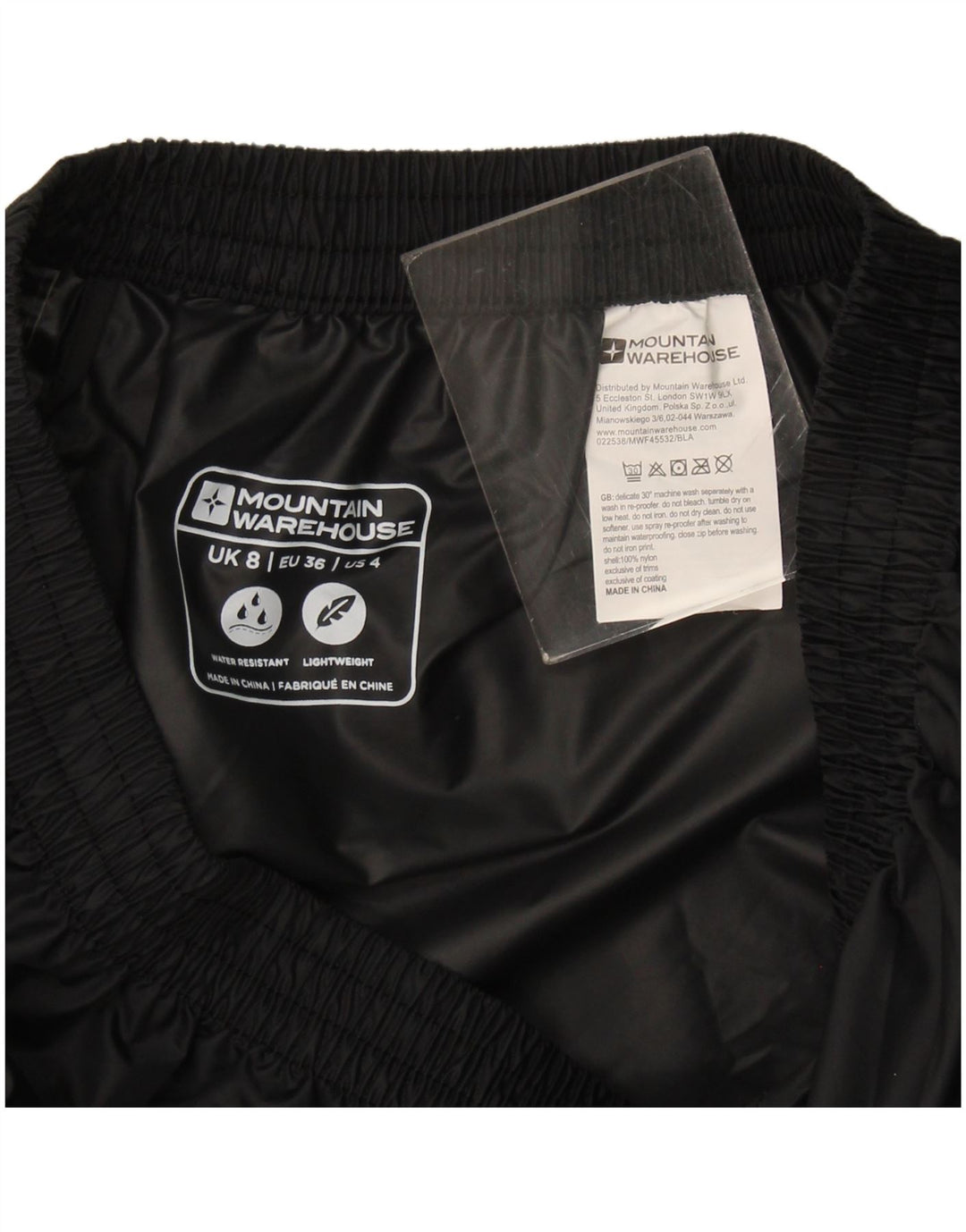 Pantalones impermeables para mujer Mountain Warehouse UK 8 Small Nylon negro