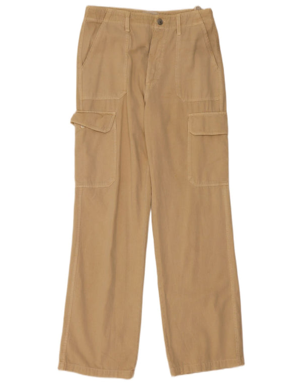 Zara Mujer Pantalones Cargo Rectos De Cintura Alta EU 38 Small W28 L31 Beige