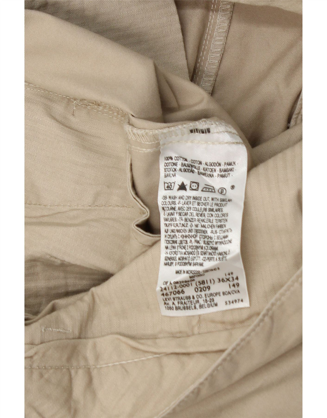 DOCKERS Pantalón chino slim fit para hombre W36 L30 Algodón beige