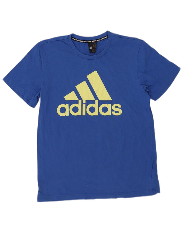 Adidas Hombre Camiseta Gráfica Top Algodón Azul Medio