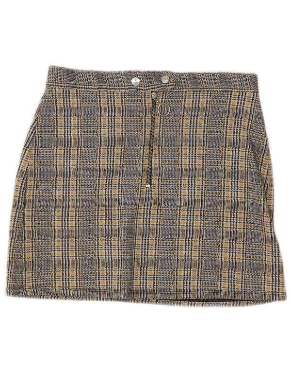 Topshop Minifalda para mujer UK 10 Small W28 Poliéster de pata de gallo amarillo
