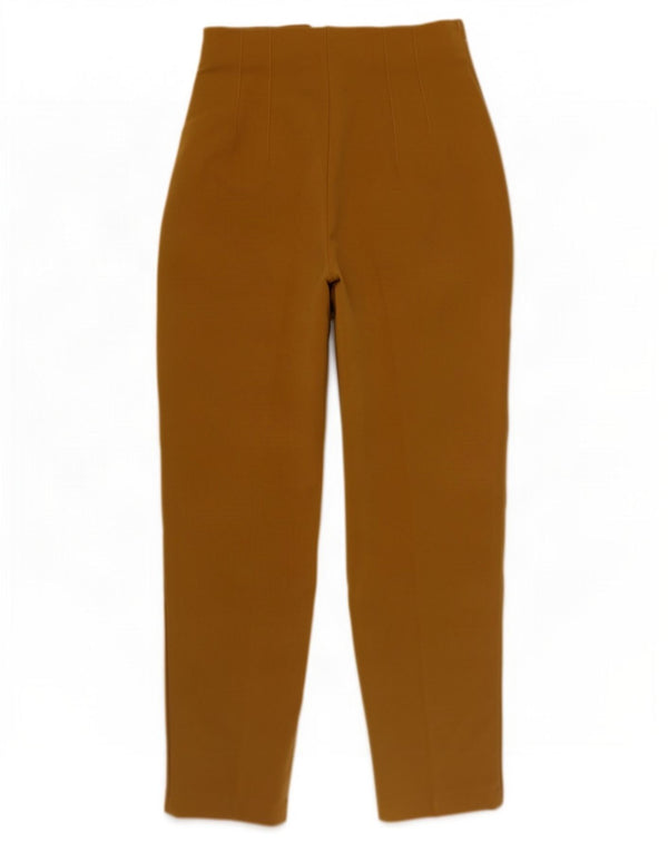 Zara Mujer Pantalones Casuales De Cintura Alta Pequeño W26 L27 Marrón Poliéster