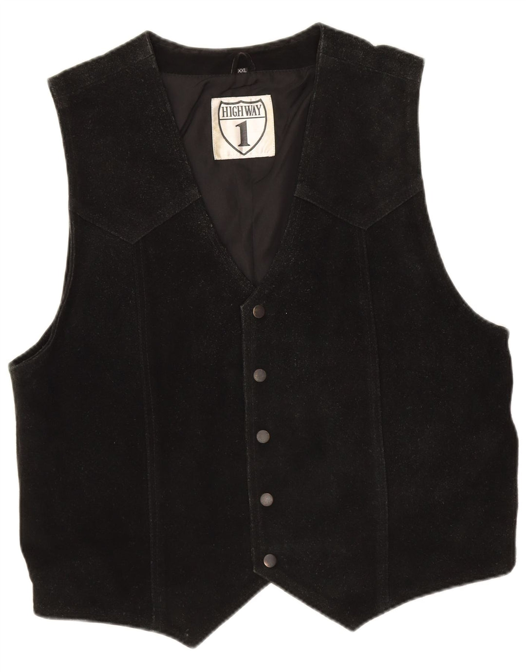 Highway 1 Chaleco de ante para hombre 2XL Cuero negro