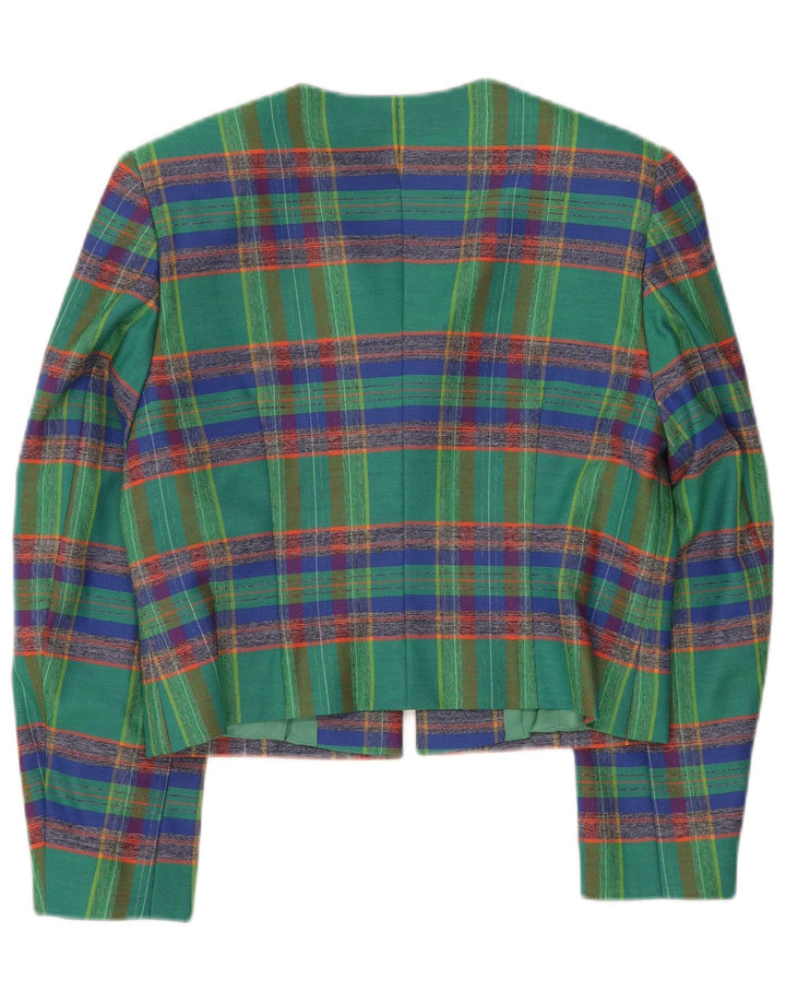 VINTAGE Chaqueta Bolero para Mujer Reino Unido 12 Cuadros Verde Medio