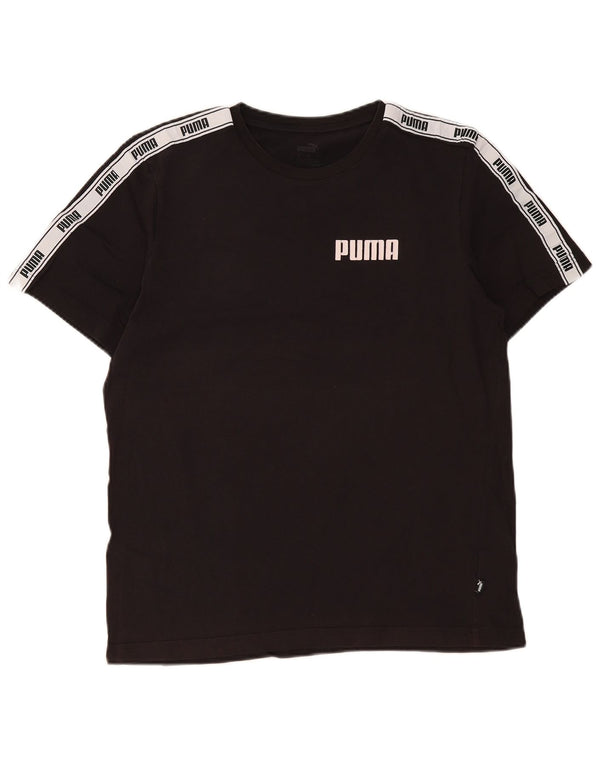 Puma Camiseta gráfica para hombre Top Medium Black Colourblock Cotton