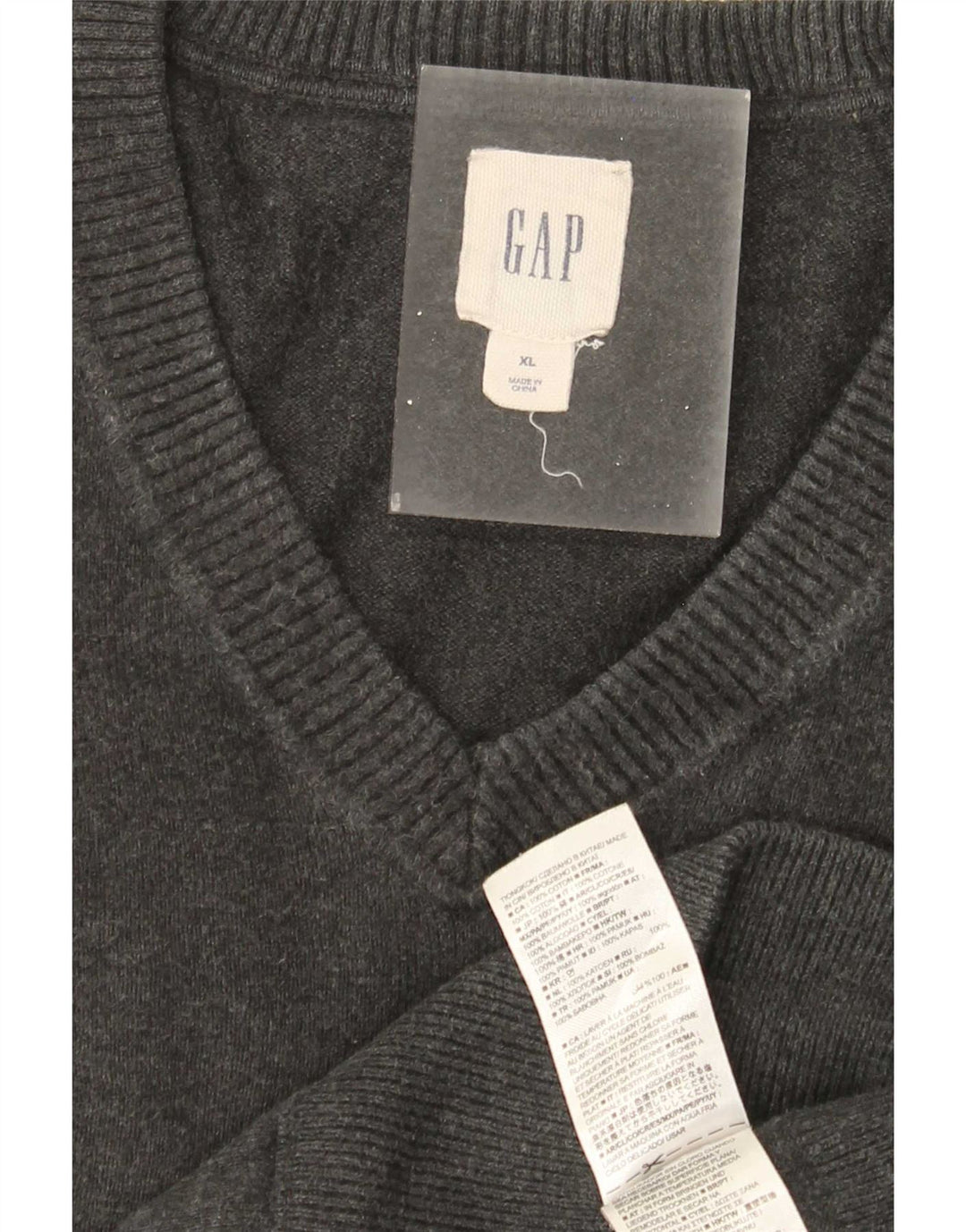 Gap Jersey con Cuello en V para Hombre XL Algodón Gris