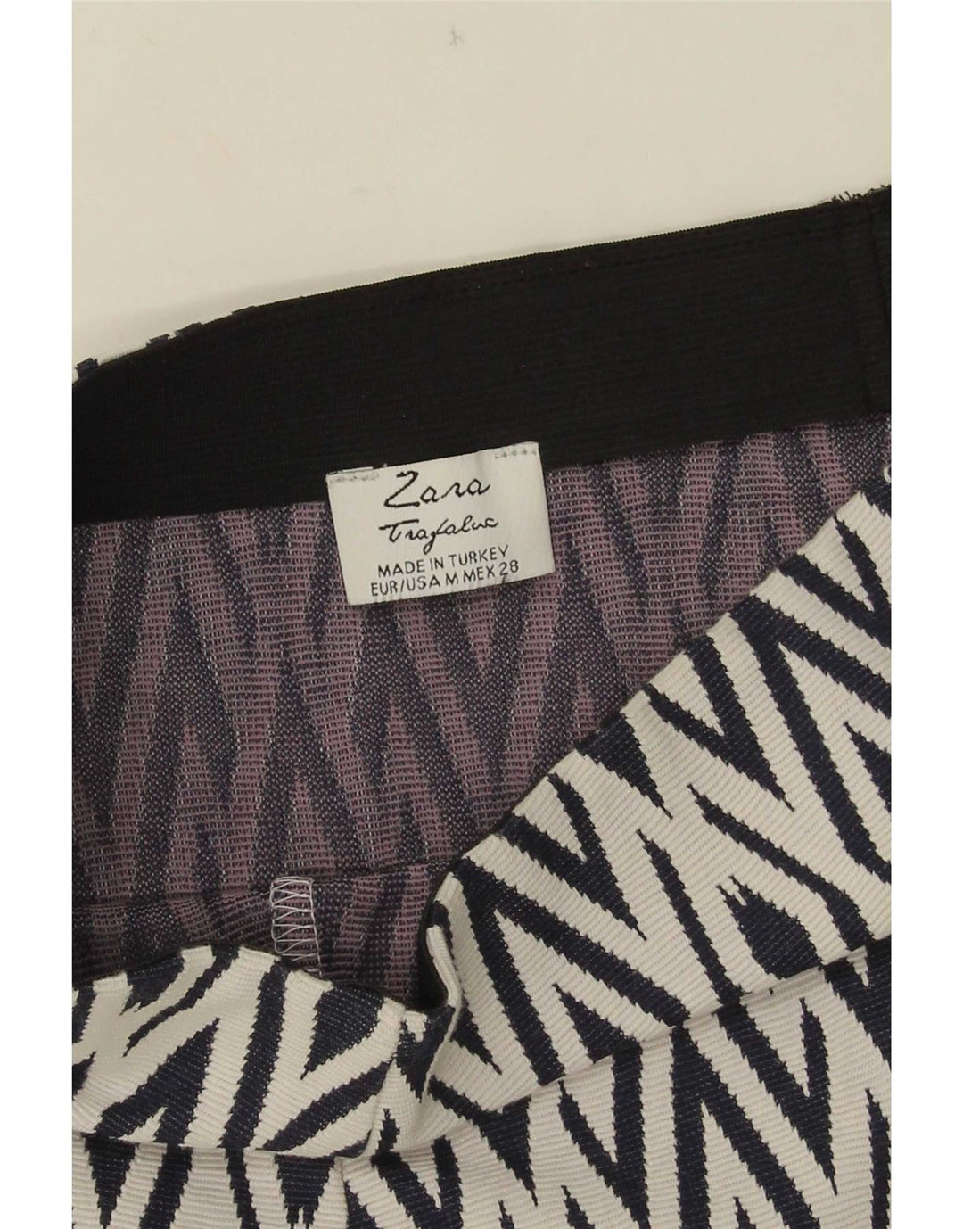 Zara Mujer Trafaluc Mini Falda Mediana W28 Azul Marino Geométrico