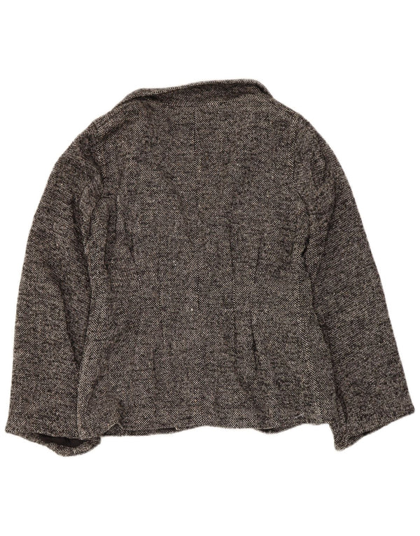 Zara Mujer Chaqueta Americana Abierta UK 10 Small Gris Lana Moteada