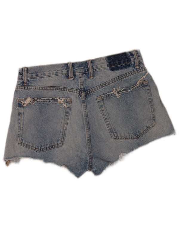 Zara Pantalones cortos de mezclilla desgastados para mujer EU 38 Small W28 Algodón azul