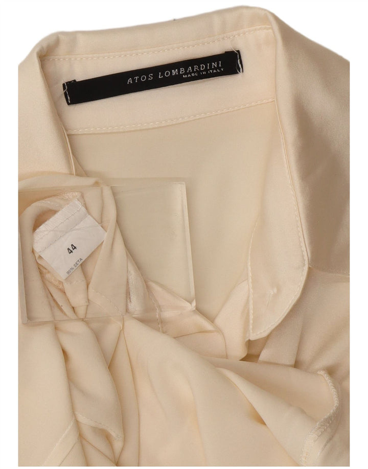 ATOS LOMBARDINI Blusa camisera de manga larga para mujer IT 44 Medium Off White