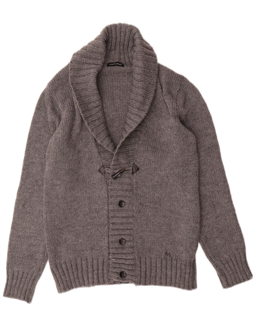VINTAGE Hombres Cardigan Suéter Medio Gris Acrílico
