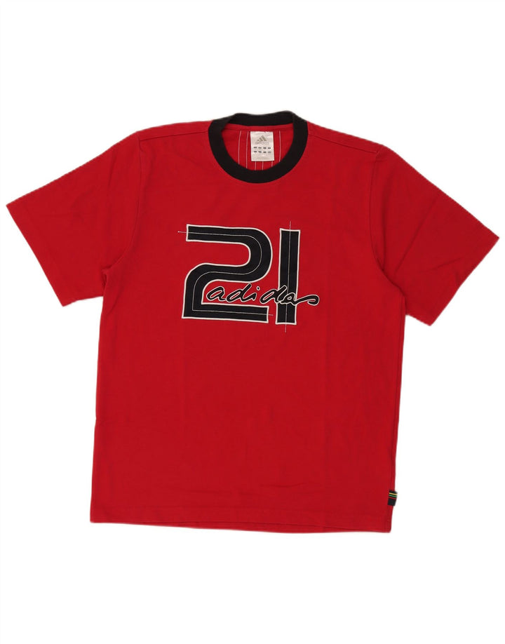 ADIDAS Hombre Camiseta Gráfica Top Medio Rojo Colorblock Algodón