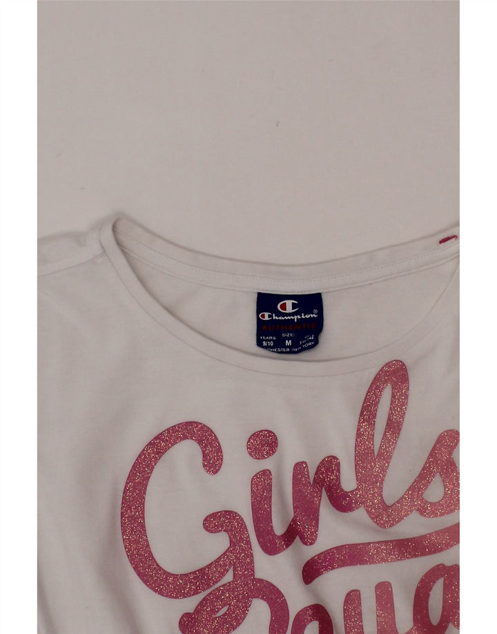 CHAMPION Camiseta gráfica para niña 9-10 años Mediana Blanco