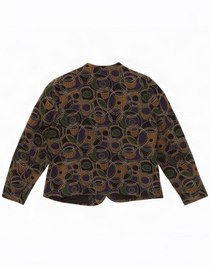 Chaqueta blazer vintage con estampado abstracto para mujer UK 46 Grande Multicolor