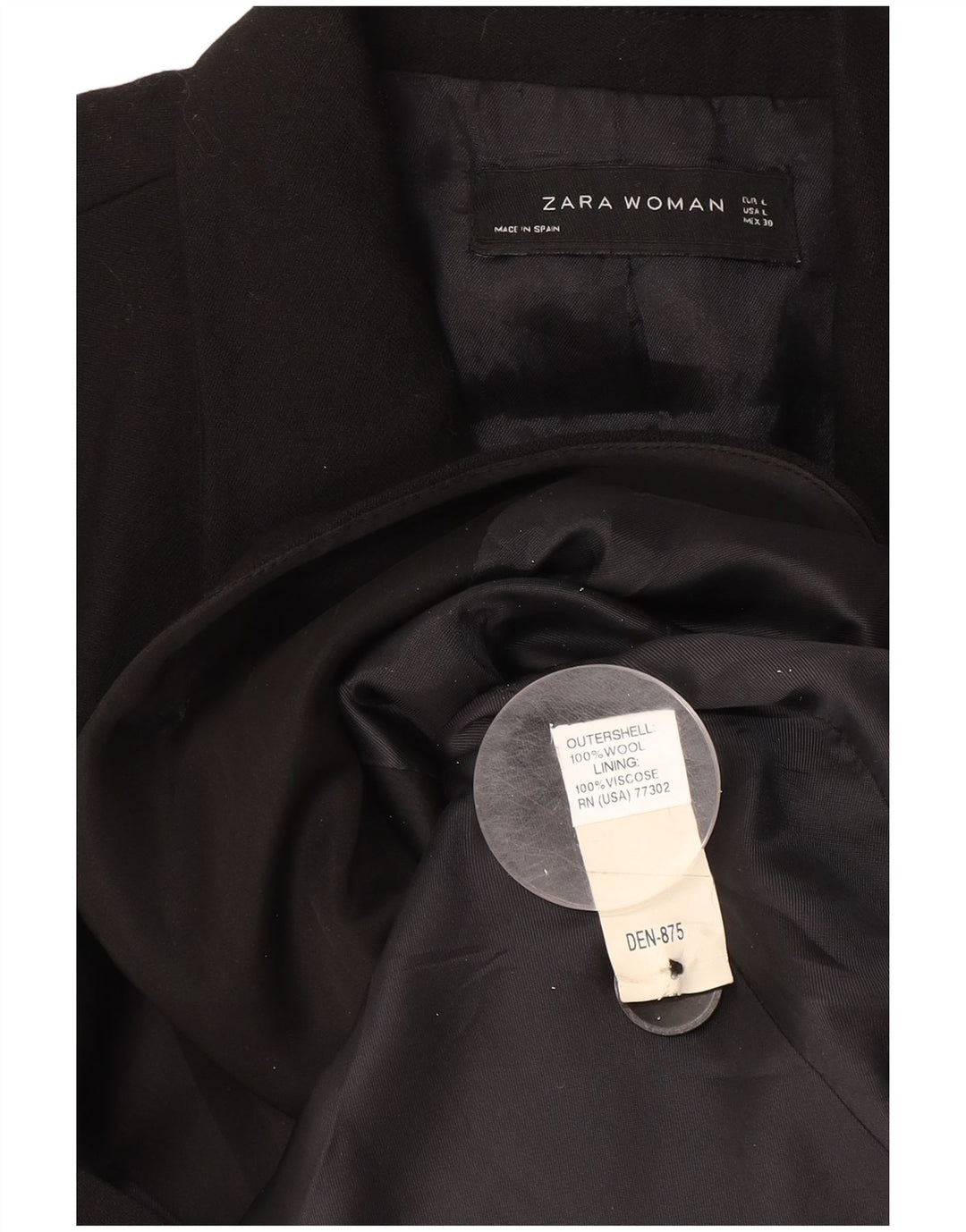 Zara Chaqueta Blazer De 1 Botón Para Mujer UK 46 Grande Lana Negra