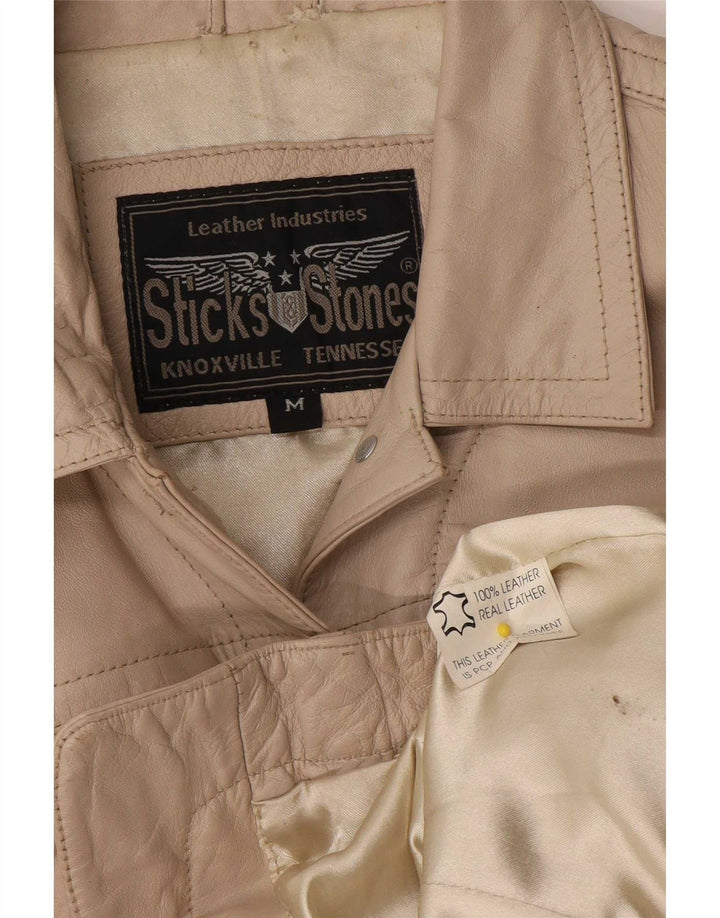 Chaqueta de cuero vintage para mujer Reino Unido 14 Beige medio