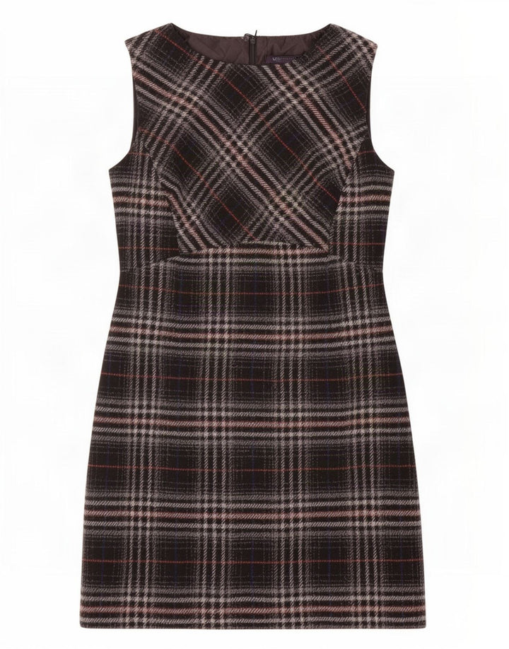 Marks & Spencer Vestido recto sin mangas para mujer UK 42 Mdium Black Plaid