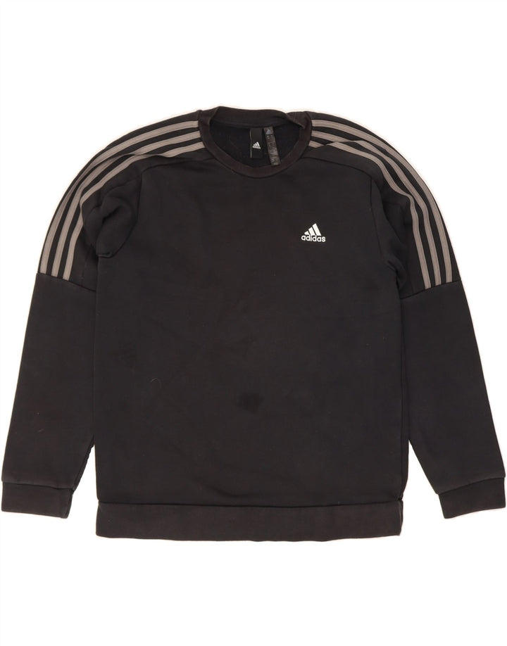 ADIDAS Mens Sweatshirt Jumper Medium Black Colourblock Cotton Vintage Adidas and Second-Hand Adidas from Messina Hembry 
