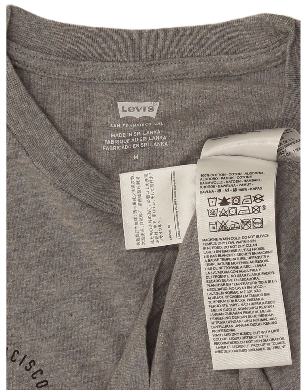 LEVI'S Camiseta gráfica para hombre Top de algodón moteado gris medio