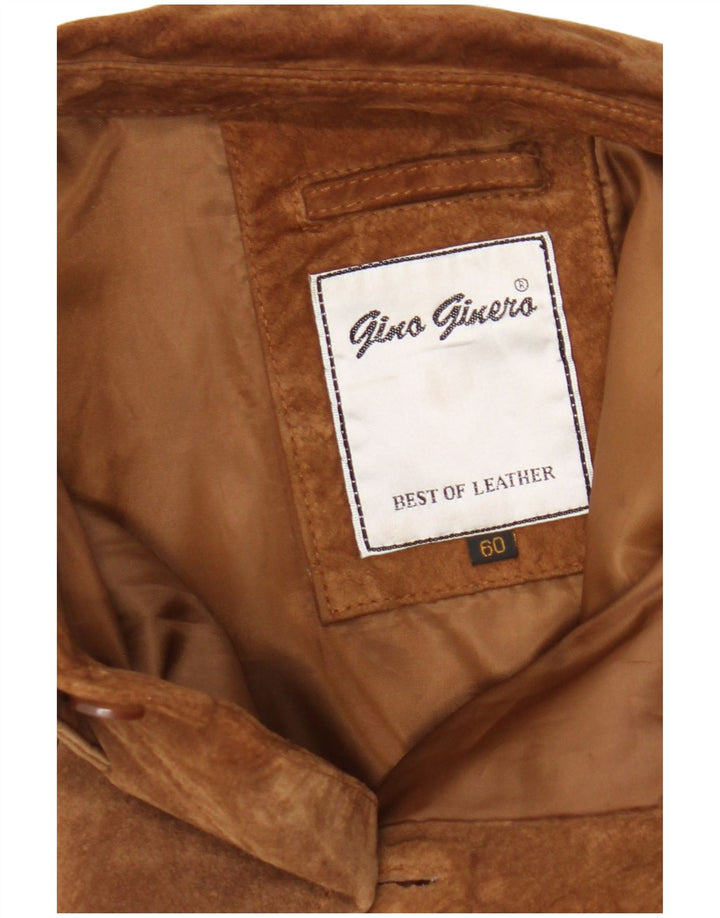 Vintage hombres ante chaqueta Reino Unido 42 XL cuero marrón