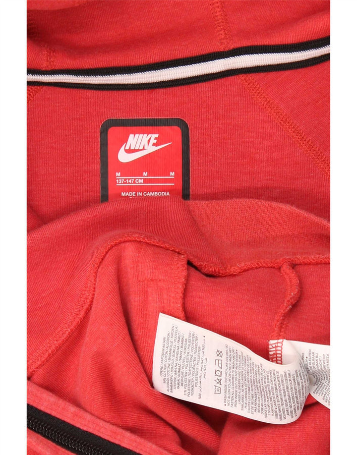 Nike Sudadera con capucha y cremallera para niños de 10 a 11 años, tamaño mediano, color rojo, algodón