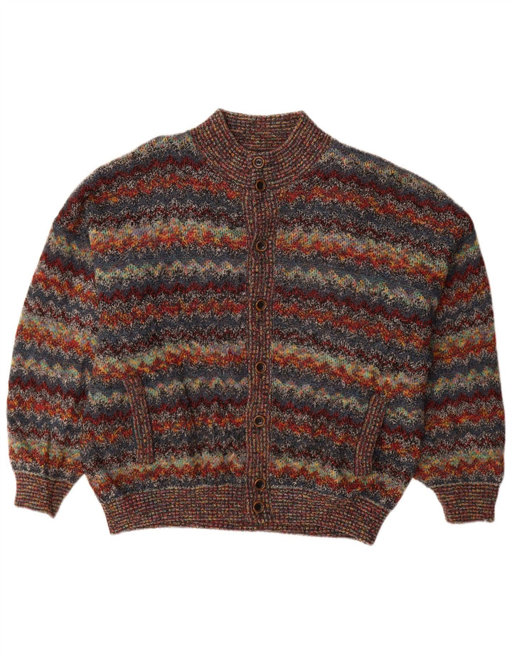 Vintage hombres jumper suéter 2XL lana a rayas multicolor