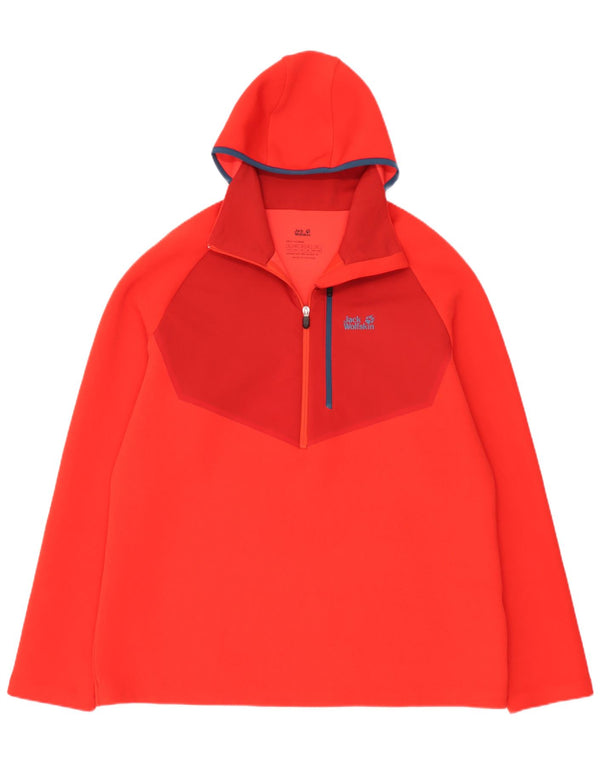Jack Wolfskin Jersey de forro polar con capucha y cuello con cremallera para hombre UK 48 3XL Rojo Colorblock