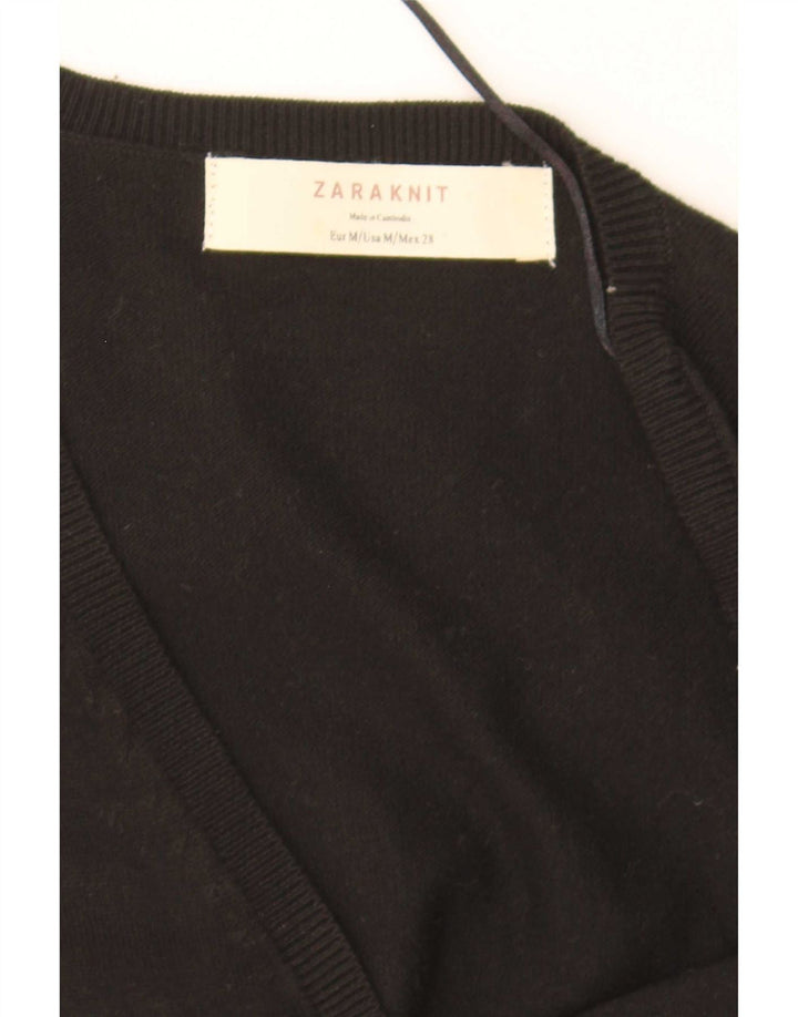 Zara Mujer Cárdigan Suéter UK 12 Mediano Negro
