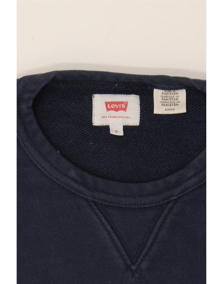 LEVI'S Mens San Francisco Graphic Sweatshirt Jumper Small Navy Blue Cotton Vintage Levi's and Second-Hand Levi's from Messina Hembry 