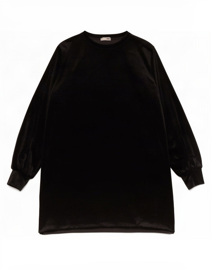 Zara Vestido recto de manga larga para mujer UK 46 Grande Poliéster negro