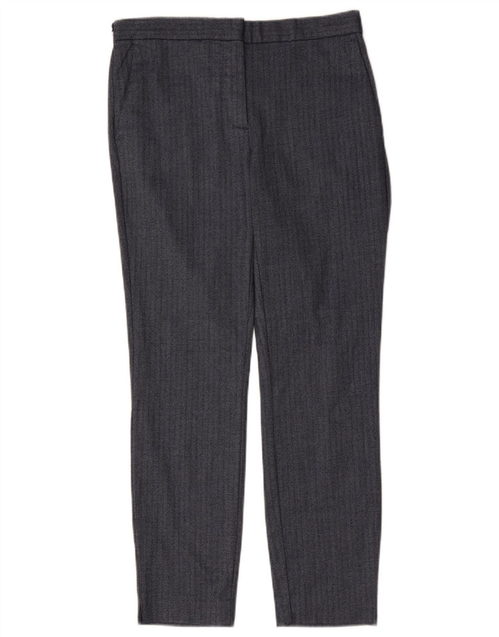 Zara Mujer Pantalón De Traje Slim Medium W28 L27 Espiga Azul Marino