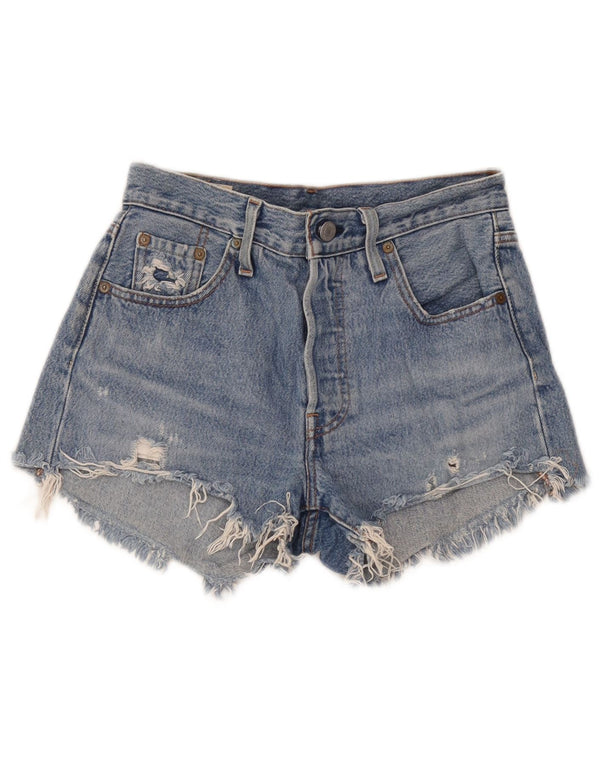 Levi's 501 Pantalones cortos de mezclilla desgastados para mujer W23 2XS Algodón azul