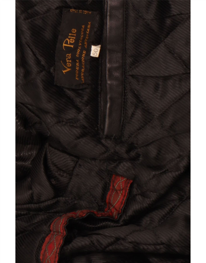 VINTAGE Chaqueta de cuero para hombre IT 50 Cuero negro grande