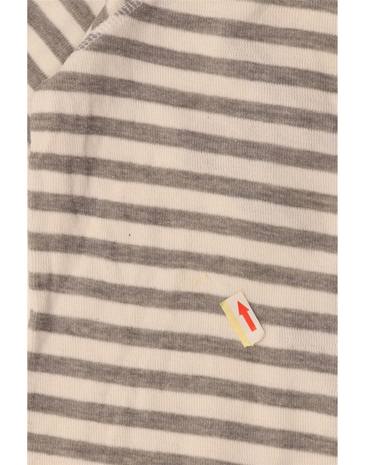 Superdry Mujer Top Gráfico Manga Larga UK 40 Pequeño Algodón A Rayas Gris