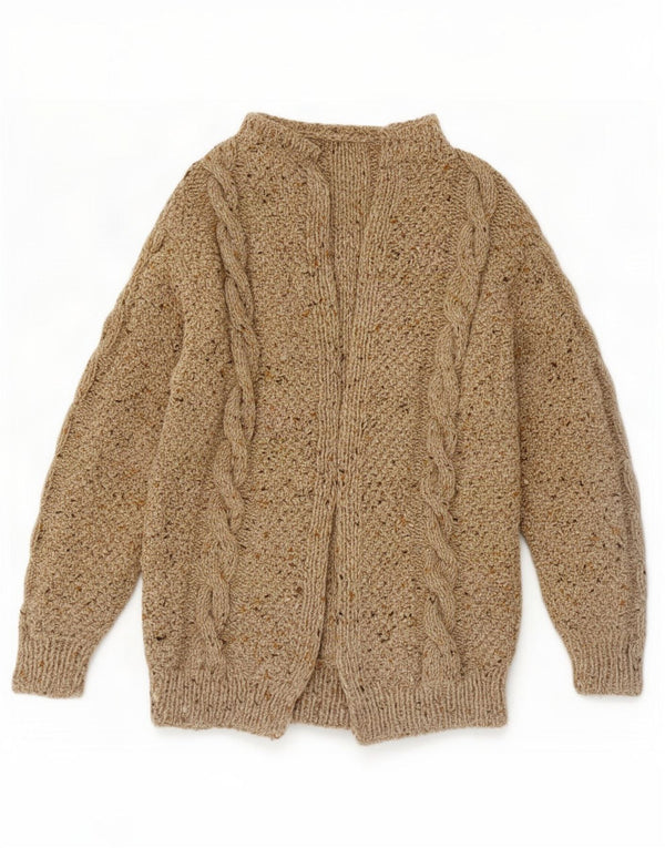 Vintage mujer abierto cardigan suéter Reino Unido 12 medio beige moteado
