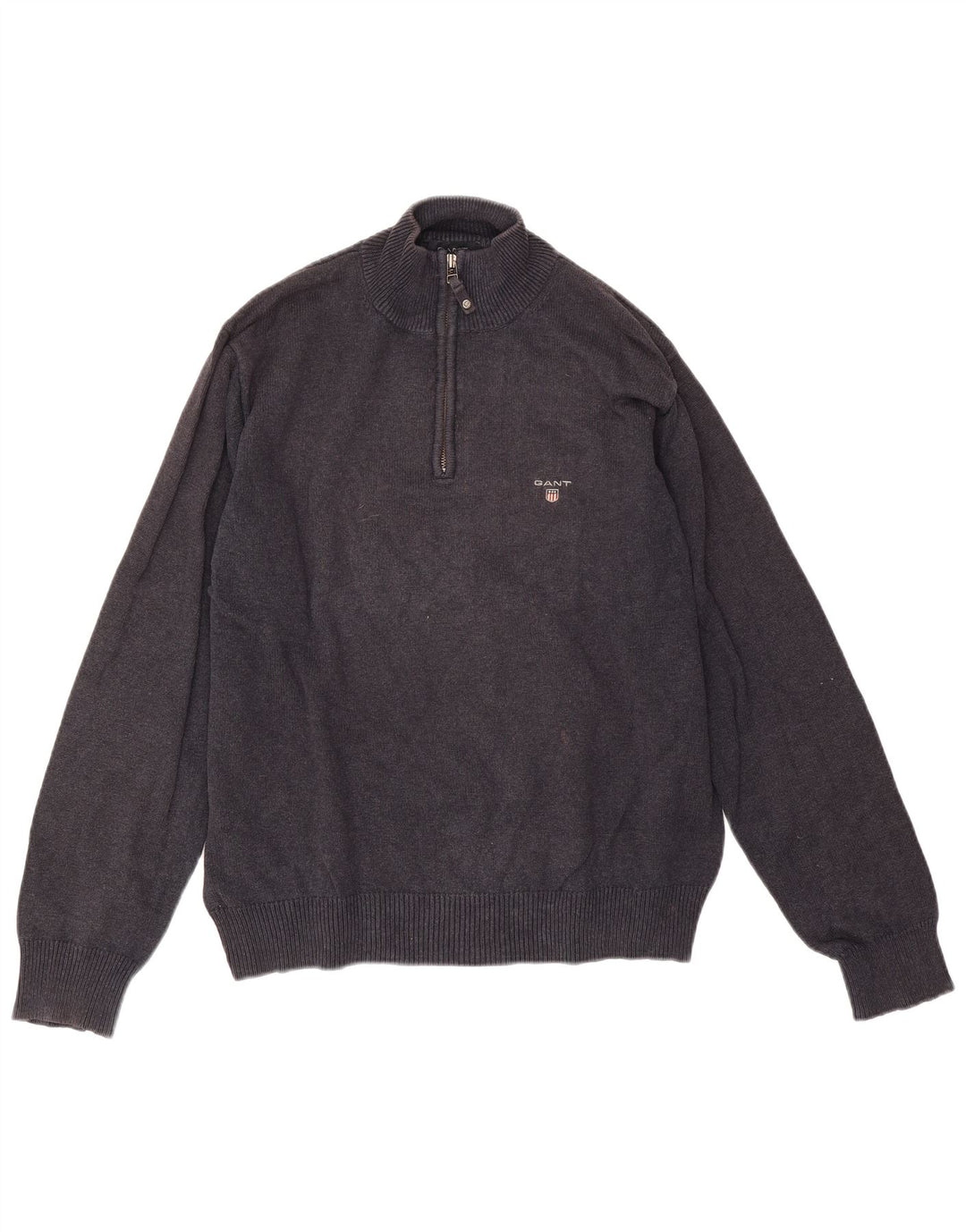Gant Jersey De Cuello Con Cremallera Para Hombre De Algodón Moteado En Azul Marino Medio