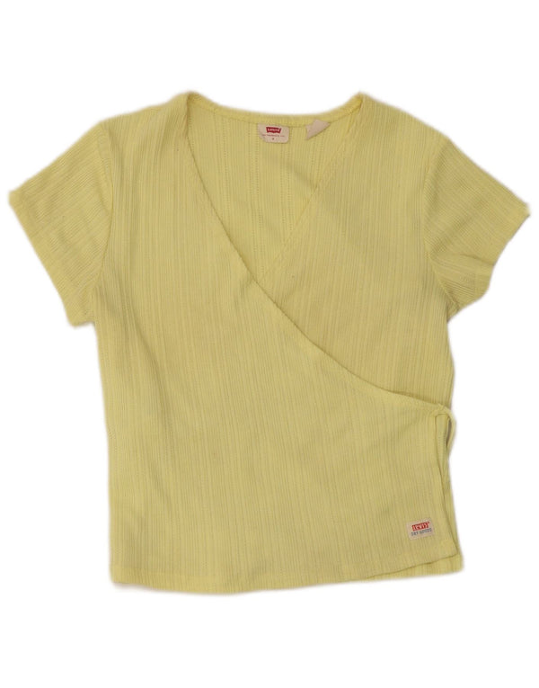 Levi's Cárdigan corto cruzado para mujer UK 8 Small Algodón amarillo