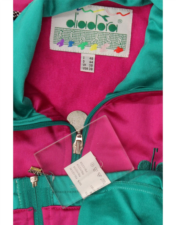 DIADORA Chaqueta superior de chándal con gráfico para hombre ES 38 Verde medio Colorblock