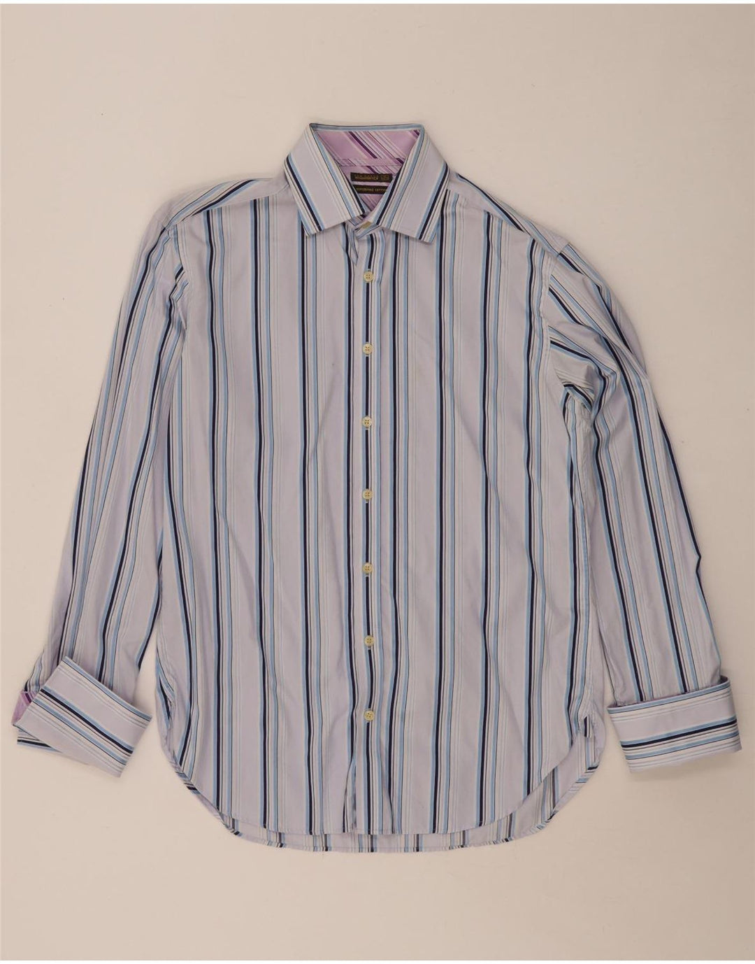 TED BAKER Camisa para hombre Talla 16 Grande Azul Rayas